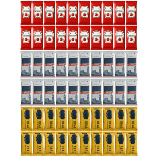 75-Pack Condiment Sachet Bundle 25x Tomato Ketchup 25x Mayonnaise & 25x Brown Sauce | 10ml Single-Serve Portions for Lunchboxes Takeaways Picnics Camping & Hotels