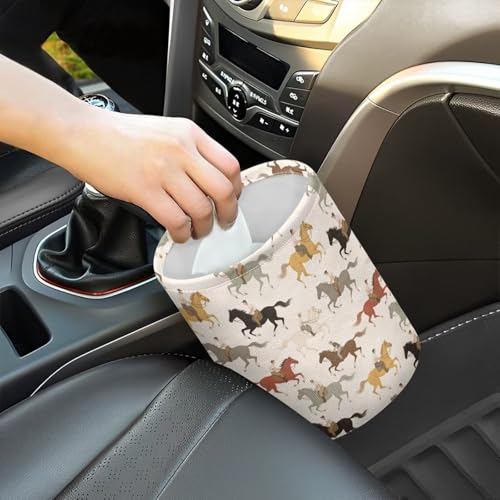 Image of Horse Race Car Garbage Can, Hanging Car Trash Can for Car Accessories, Vehicle, Travelling, Camping, Cute Car Back Seat Organizer