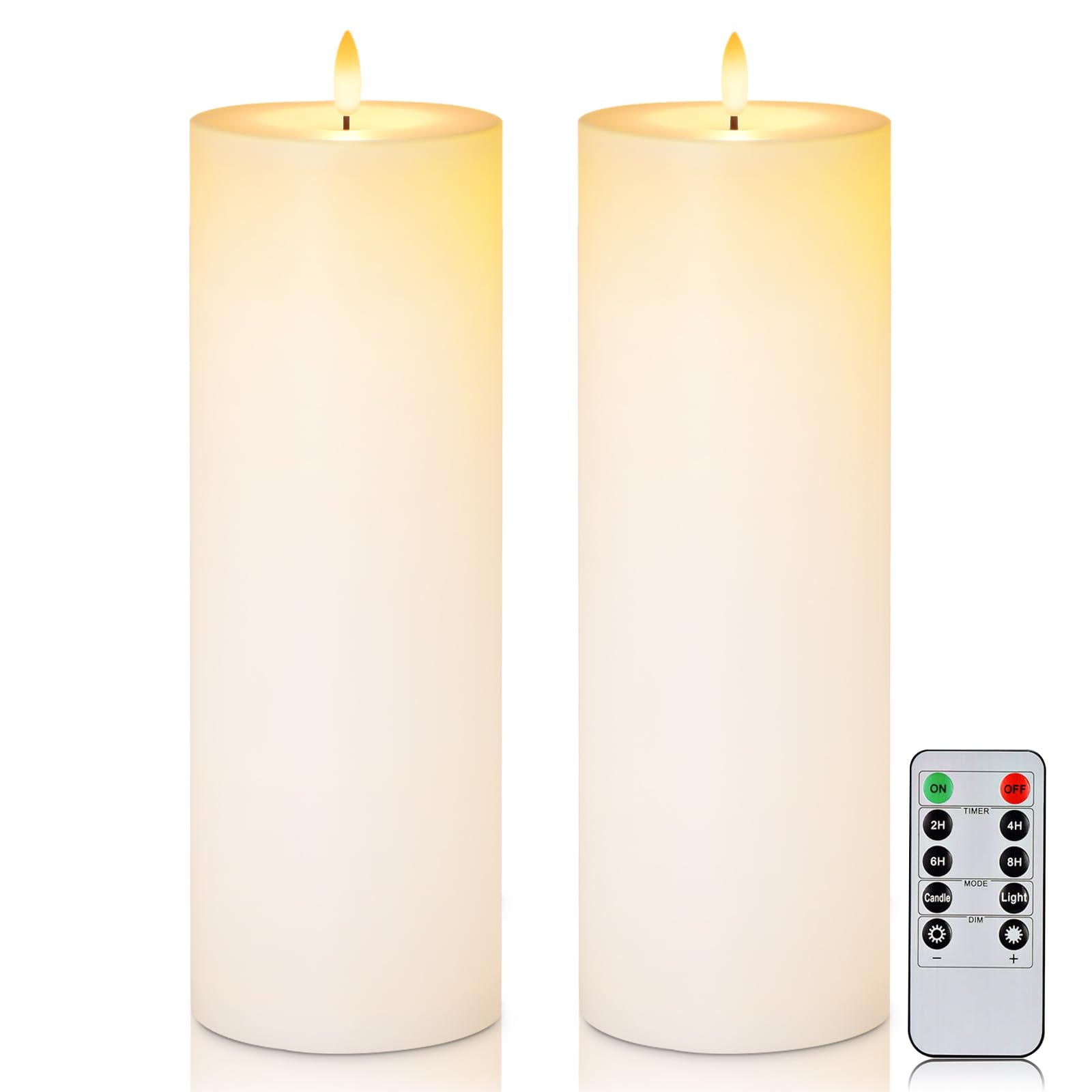 Homemory Velas grandes sin llama de 10cm x 33cm para exteriores, impermeables, con temporizador de control remoto, vela eléctrica falsa tipo pilar, velas LED parpadeantes alimentadas por batería en