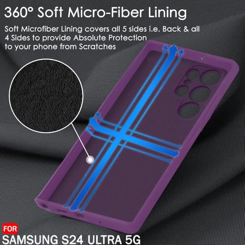 Image of TheGiftKart Liquid Silicone Back Cover Case for Samsung Galaxy S24 Ultra 5G | Soft Micro-Fibre Lining Inside | Camera & Screen Protection | Shockproof Case for Samsung S24 Ultra (Silicone, Purple)