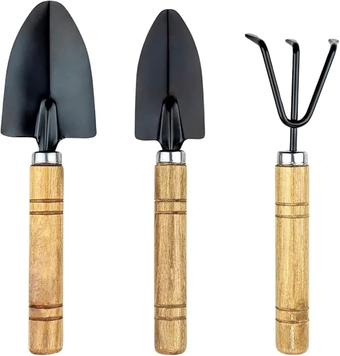 Image of Leafly Mini Garden Tools - 3Pcs Indoor Plant Tools Set Indoor Garden Tools Small Garden Shovel Mini Rake Small Set Hand Rake Gardening Spade Gardening Supplies