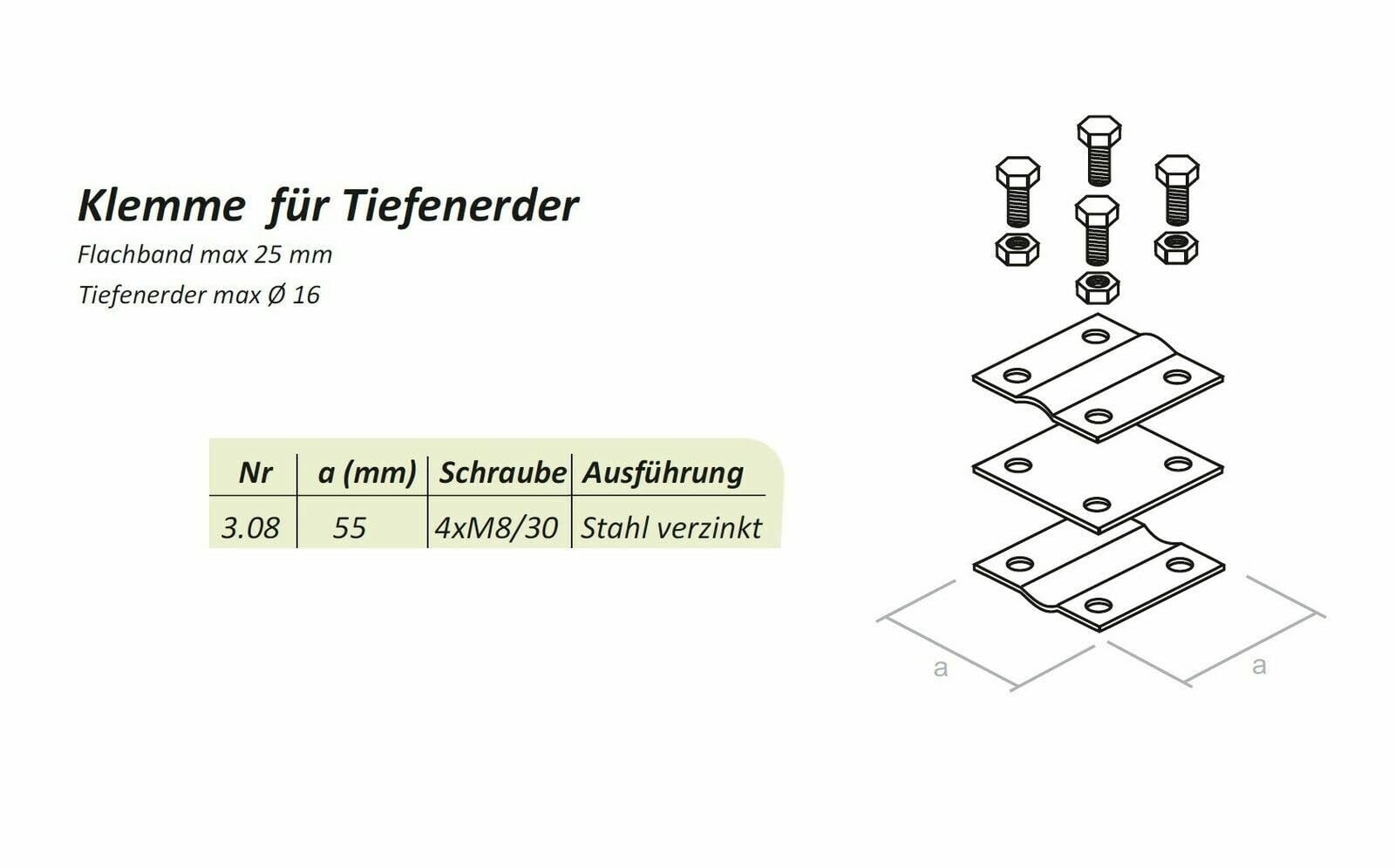 Tiefenerder Erder Erdung SET 3m 2x1500mm Ø16 feuerverzinkt Stahl S235JR Längenauswahl 1,5m 3m 4,5m 6m (SET 3,0m 2x1500mm)