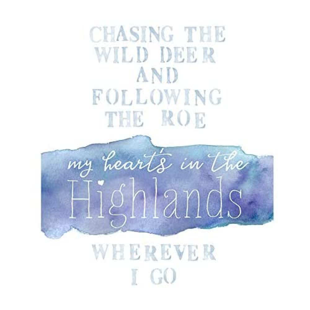 Wee Blue Coo My Heart's Highlands Scotland Burns Song Lyrics Watercolour Canvas Print