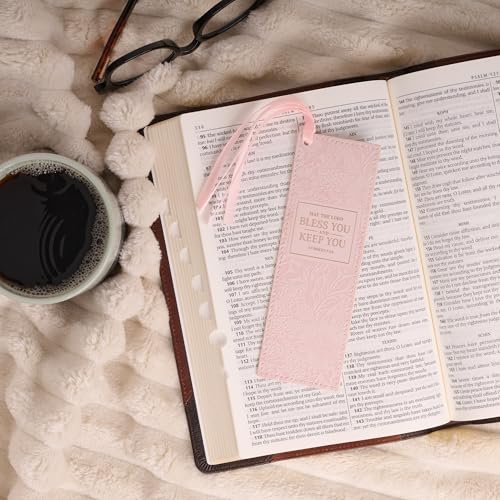 Image of Christian Art Gifts Faux Leather Bookmark for Women: Bless You & Keep You