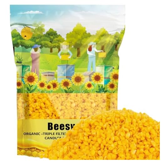 Yellow Organic Natural Beeswax Pellets - CARGEN 453g 100% Beeswax Pastilles Pure Bulk Bees Wax Pellets Food Grade for DIY Beewax Making Candles Skin Care Lip Balm Soap Lotion (1lb)