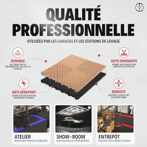 Bodenplatte für Garage, ansteckbar, Mister Tile (Hellgrau, Standard)