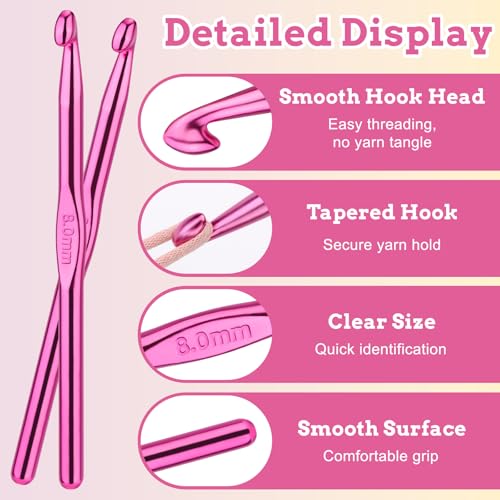 Image of UzecPk 12Pcs Size L / 8.0mm Aluminum Crochet Hooks Crochet Needles | Metal Crochet Hook, Ergonomic Crochet Hook Bulk Crochet Needle for Crocheting Yarn Knitting Scarf Hat
