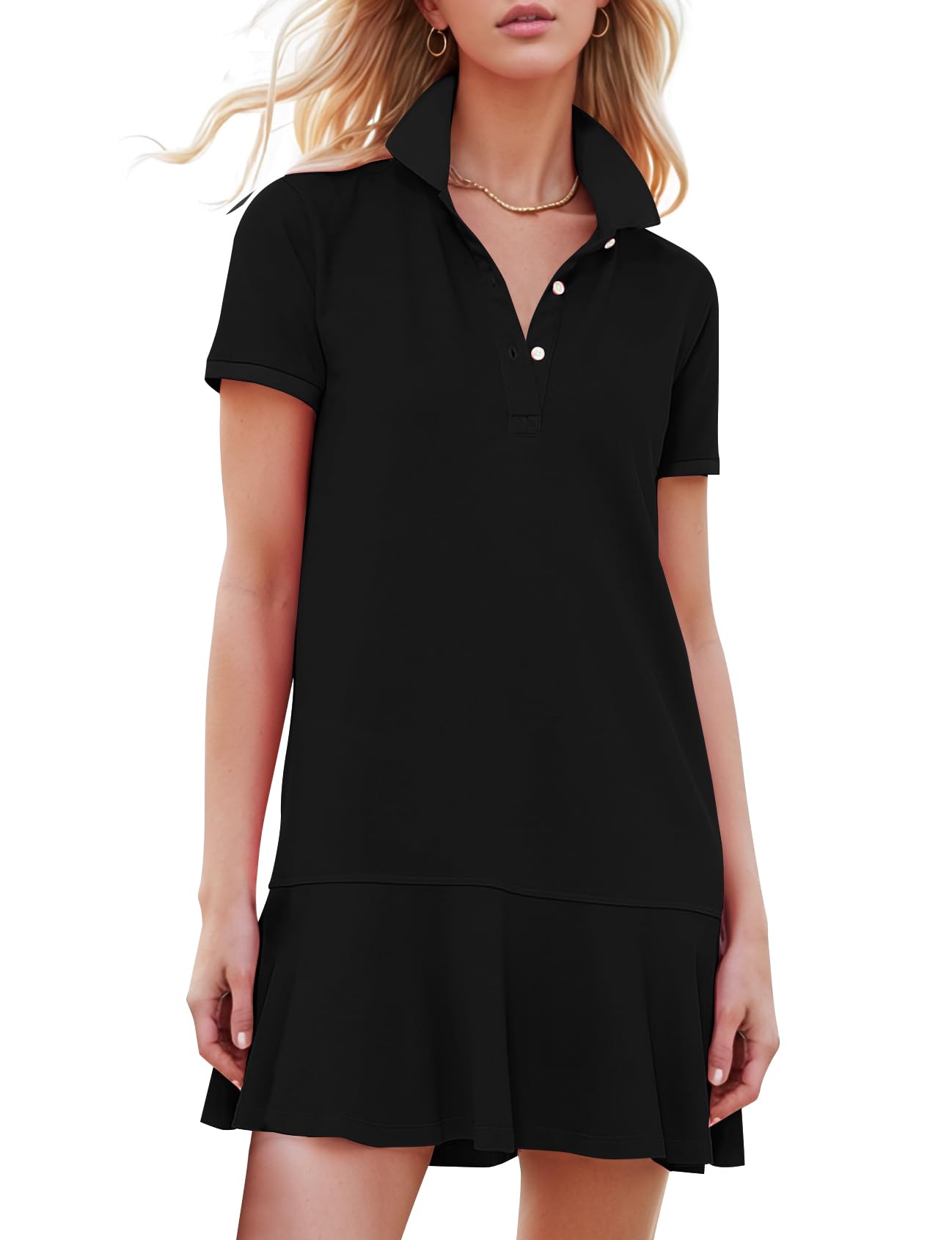 Kissonic Women's Polo Dress Casual Summer Golf Tennis Mini Shirt Dresses