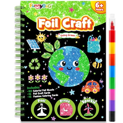 Image of FUNNYB&G Mess-Free Foil Art Craft for Kids Ages 4-10, Kids Birthday Gift