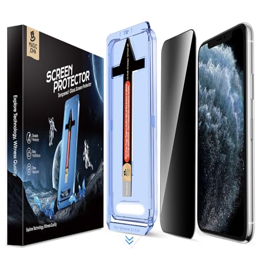 MAGIC JOHN 2 Pack for iPhone 11 Pro/iPhone X/iPhone XS 5.8 inch Privacy Glass Screen Protector Auto Dust-Elimination Installation Bubble Free Easy Installation