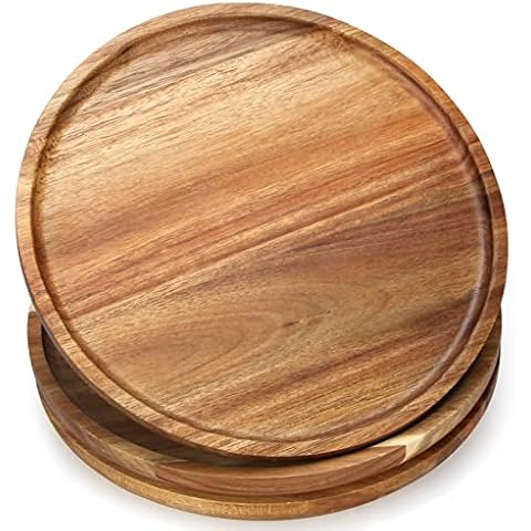 3 x Speiseteller aus Akazienholz, 25,4 cm, rund, aus Holz Cover