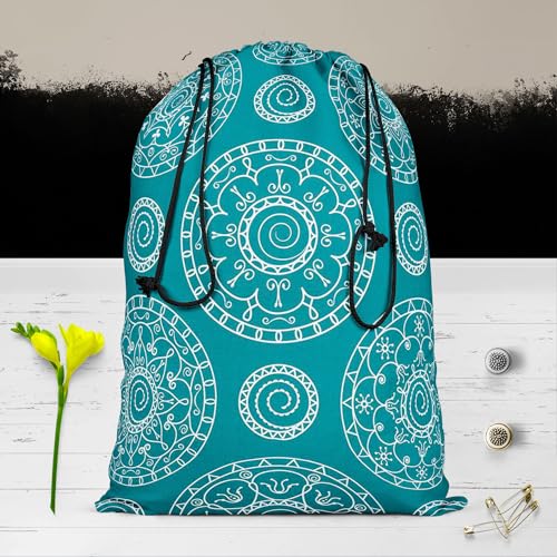 Image of ArtzFolio Blue Blue | Reusable Sack Bag | Bag for Gym, Storage, Vegetable & Travel