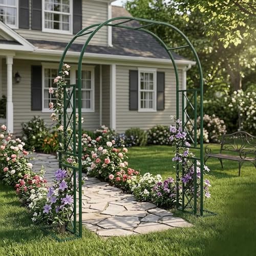 Arche de jardin en métal robuste avec treillis pour rosiers et plantes grimpantes d'extérieur