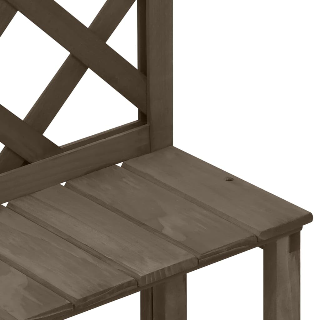 Escalera de madera maciza de abeto con enrejado, gris, 70 x 42 x 115 cm, estantería para plantas exteriores con dos estantes a diferentes alturas, ideal para plantas trepadoras para