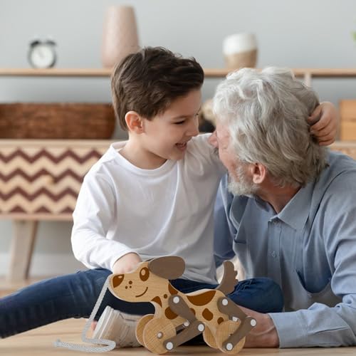Image of Montessori Toys 1 2 3 4 Years Old Boys Girls Wooden Walking Pull Dog Toy for Baby Toddler, Pull Along Walking Toys, Walk Along Puppy Pull, Wooden Pull & Push Toy
