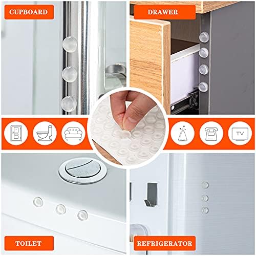 Clear Self Adhesive Rubber Bumpers Pads, 3 Size 118 PCS Plastic Cushions Door Stoppers Furniture Stick Noise Dampening Pads for Kitchen Drawer Cabinet Cupboard Picture Frame