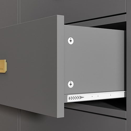 Miniatura 6 de AIEGLE Cómoda para bebé con 6 cajones y cambiador, cómoda para dormitorio de niños, organizador de almacenamiento de madera en gris (45.1 pulgadas