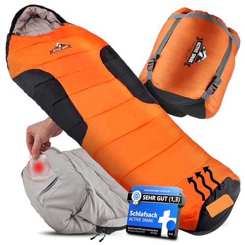ACTIVE SPARK Schlafsack Winter & 3 Jahreszeiten, Wasserabweisend & Atmungsaktiv, Nie mehr kalte...