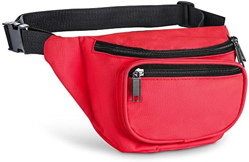 Fanny Pack, AirBuyW 3 Zippered Compartments Adjustable Strap Crossbody Festival Workout Concert Traveling Running Biking Sport Fashion Waist Fanny Pack Bag For Women Men Red