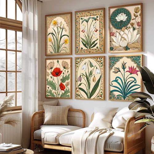 Image of kotart Premium Digital Madhubani Art Paintings with Frame for Home Decor - Wall Painting for Living Room - Pack of 6 (10x13, painting for wall decoration)