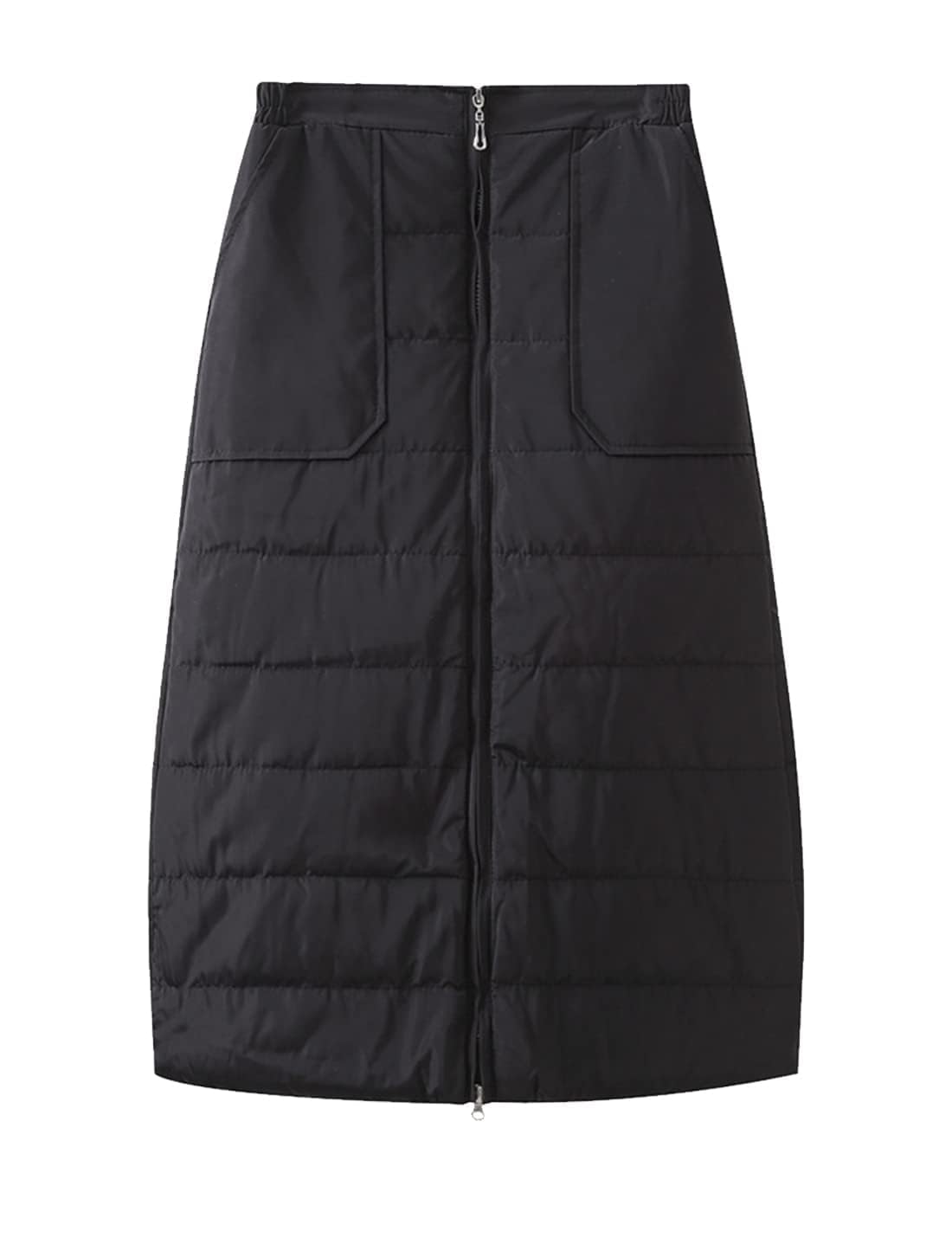 Womens Insulated Down Skirt Winter Warm Zip Front Padded Puffer Quilted Skirt with Pockets