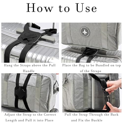 Image of 2 Pack Adjustable Luggage Bungee Straps - Elastic Travel Belt for Suitcases, Handbags & Carry-Ons | Secure Organizer with High Elasticity | Portable Waist Strap (Black)
