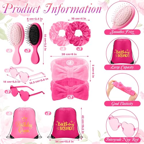 Image of Coume 48 Pcs Women Birthday Robe Birthday Queen Squad Robe Sunglasses Scrunchie Headbands Comb Bag for Spa Party