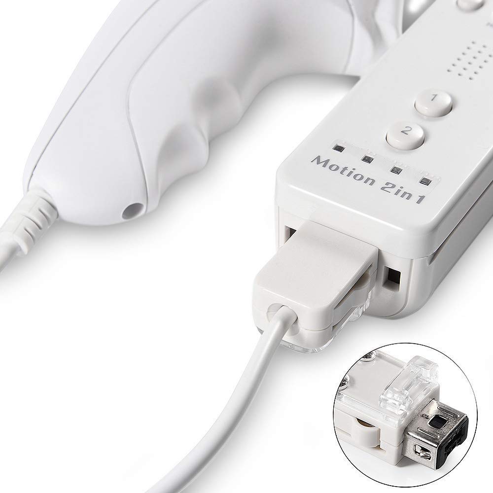 LUXMO - Controlador para Wii Nunchuck (2 Unidades), Color Blanco