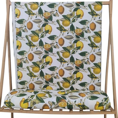 Limon ve Limon Çiçeği Desenli Su ve Leke İtici Panama Keteni Duck Kumaş Bezi 100x180