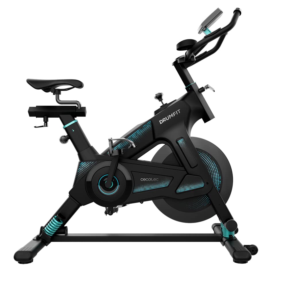 Cecotec Indoor-Fahrrad DrumFit Indoor 23000 Kosmos Pro. Schwungrad mit 23 kg, manueller Widerstand, Dynamic Pro-Technologie, Sportlenker und -sattel, LCD-Bildschirm, Schwarz