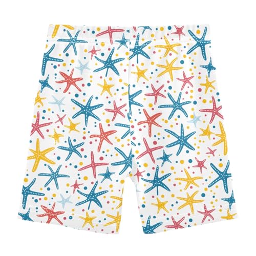 Colorful Starfish Dot Pattern Girls Shorts Elastic Waist Sports Shorts Girls Leggings Pants for 4-10 Years2