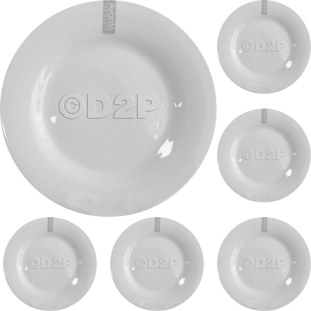 Bargains-Galore White Set Of 6 Rim Porcelain Large 10.5" Dinner Plate Dish Gift Plates