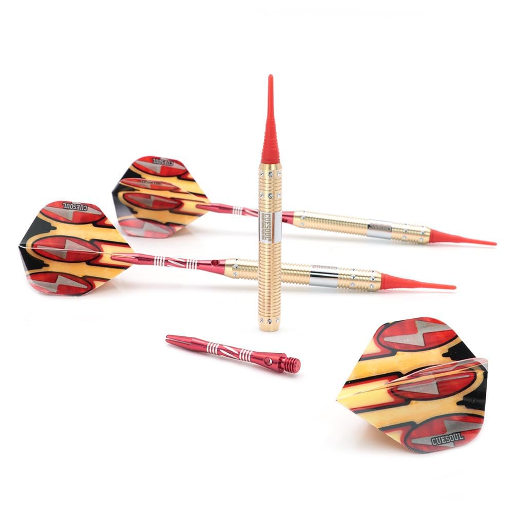 CUESOUL 16g Soft Tip Darts Set, Duurzaam, 6 Shafts, 3 Flights, 3 Barrels Slanke Hoes voor Elektronisch Dartbord, Professionele Soft Darts (STBS074