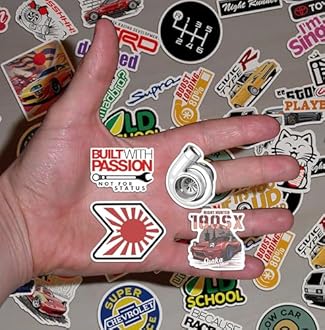 WallDesign Race-Ready 50 Collection of Authentic JDM Peel and Stick Sticker Set Mobile Laptop Accessories Gifting Durable Laminated Printed Vinyl for True Japanese Speed Culture Car Fans 51 mm