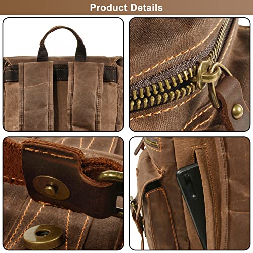 Canvas Vintage Backpack for Men Women, Casual Daypack Large Capacity for Travel Hiking Camping Weekends Rucksack3