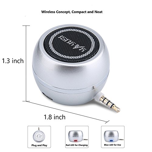 Wireless Mini Speaker 3.5Mm Aux Input Jack, 3W Portable Speaker For Cellphone Tablet Laptop, Silver #TOP5