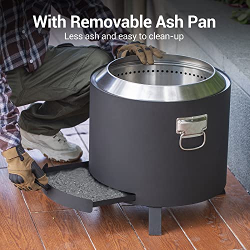 Rock&Rocker Smokeless Fire Pit, 304 Stainless Steel, 18.5 Inch Outdoor ...