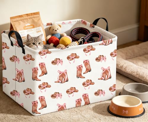 Image of Rectangle Storage Basket,Waterproof Organizer,Gift Basket,Room Decor(New Cowgirl)