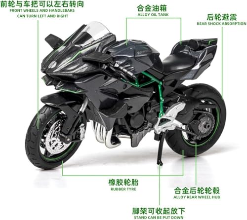 Image of Police Motorcycle Toy - Pull Back Motorcycle Toys, Tiny Gift with Music Lighting, Latte Motorcycles Toy for Kids Boys Age 3-8 Year Old [Multicolor] (1:12 Scale Kawasaki Ninja H2R-Silver)