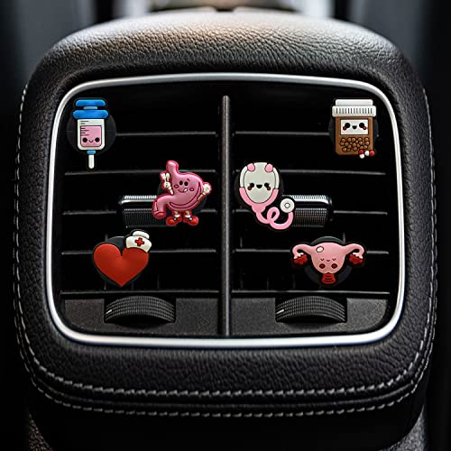Image of 6 Pcs Medical Air Vent Clips - Cute Cartoon PVC Nurse Stethoscope Car Air Fresheners Vent Clips Funny Air Conditioning Outlet Clip Car Decoration Interior Decor Accessories for Women Men