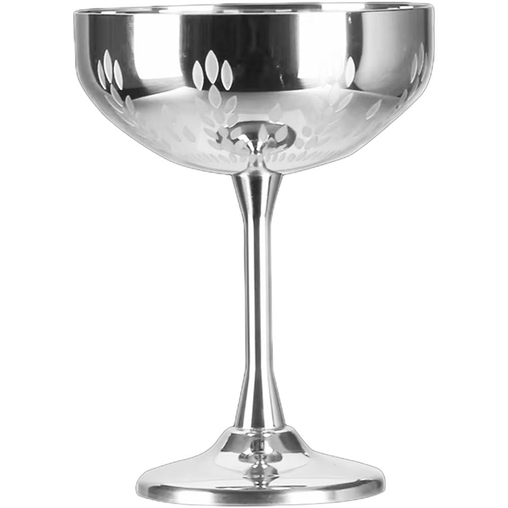 Copas de vino de acero inoxidable con grabado de lujo para cocteles martini