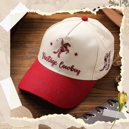 Image of JaGely Two Tone Western Cowboy /Cowgirl Trucker Hat for Women Men Gift Vintage Embroidered Country Baseball Cap