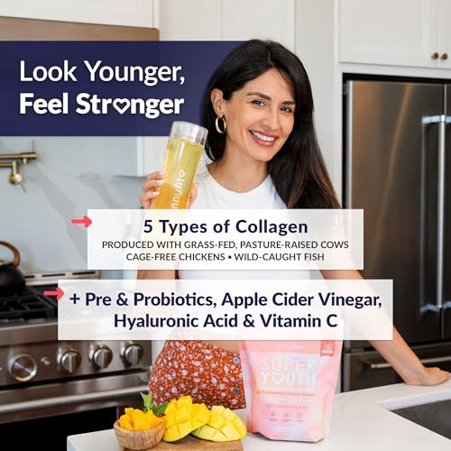 SkinnyFit - Super Youth Collagen for Women - Multi Collagen Peptides Powder - Probiotics, Fiber, Hyaluronic Acid - Non GMO, Gluten Free, Sugar Free - Beauty & Self Care - Peach Mango (28 Servings) - Image 3