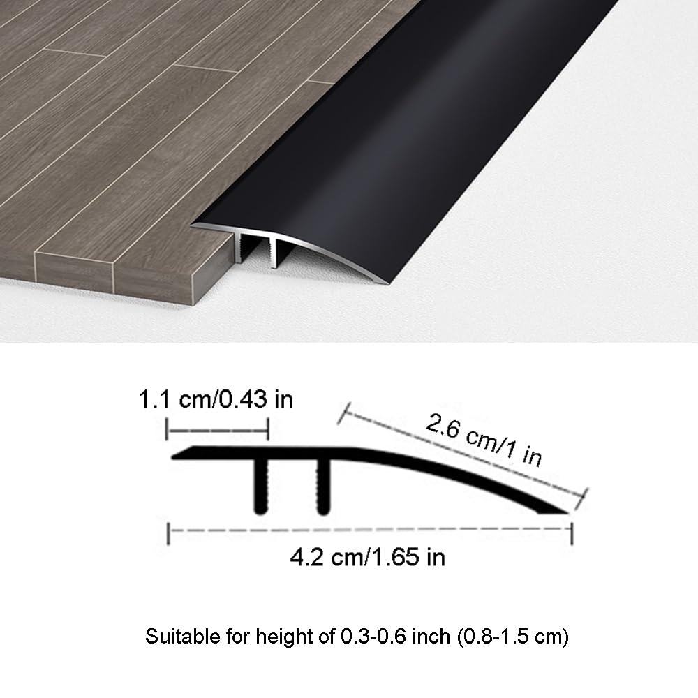 Listwa przejściowa podłogowa Aluminiowe listwy wykończeniowe Próg redukcyjny do podłogi/drzwi/dywanu/płytki, wysoki spadek(White,5ft(150cm))