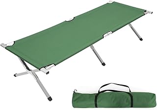 HOMION Folding Camping Bed Deluxe Lightweight & Portable Strong Frame & Polyester Fabric Carry Bag Included Camping Festivals Fishing Camping Caravan Mattress