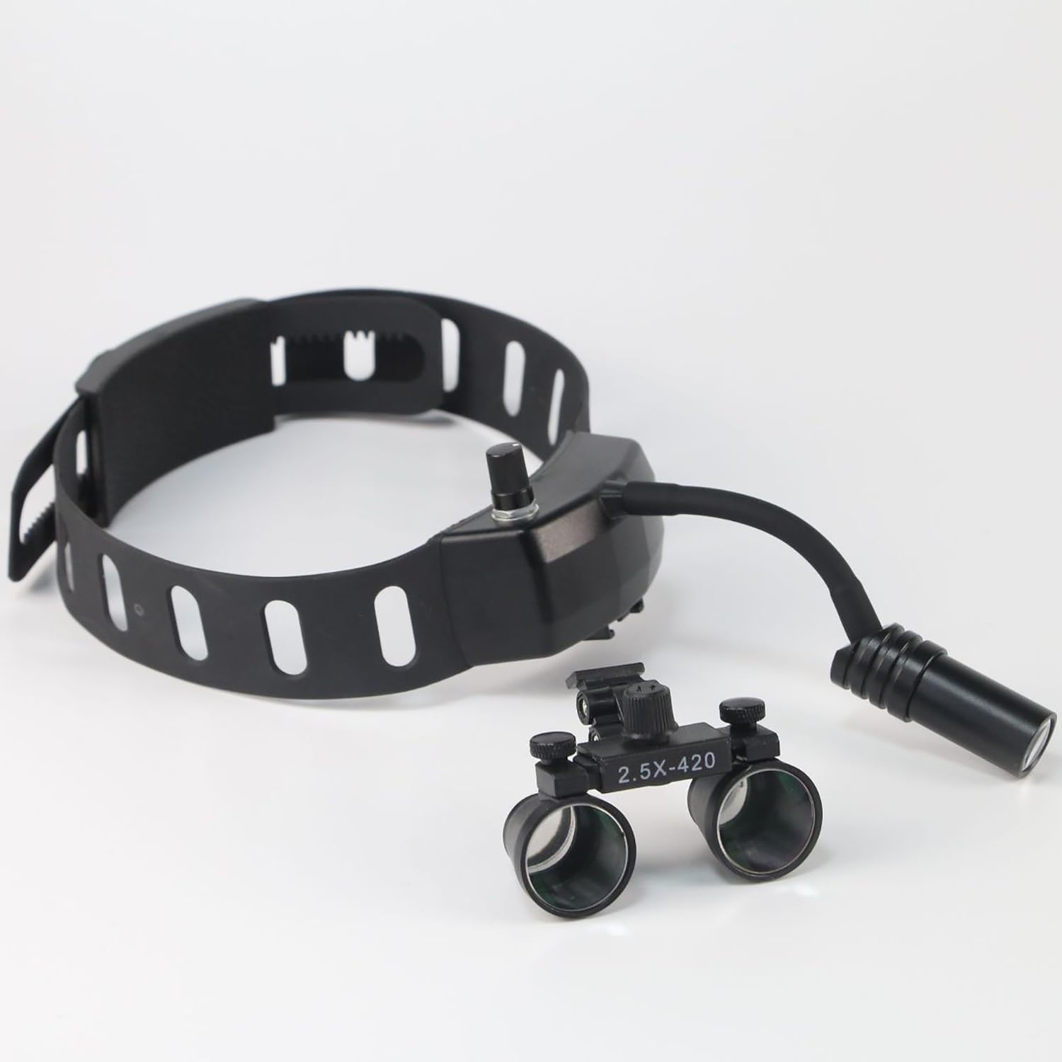 Chirurgische Binokulare Lupenbrille, 3.5X Chirurgische Lupe Mit 3W Medizinischem Scheinwerfer, Tragbarer Scheinwerfer, Arbeitsabstand 320-420mm, Kopfmontiertes Licht Für Oral, Otolaryngologie