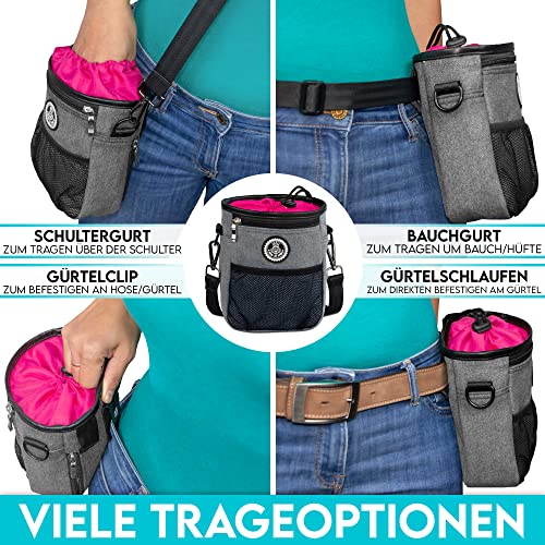 HUND IST KÖNIG Premium Leckerlibeutel für Hunde - der Alleskönner - Robuster Futterbeutel Hunde mit viel Stauraum für das Gassigehen & Hundetraining - mit Kotbeutelspender & Trainings-Ebook