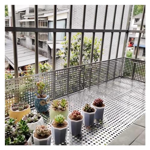 JINMLBO Stainless Steel Perforated Plate, Easy to Install Balcony Protection Metal Perforated Sheet with Ties Gloves, Window Decorative Screen Grilles(14x122cm)