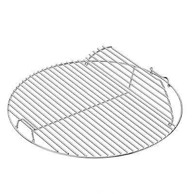 Charkettle Stainless Steel Hinged Cooking Grate with Handles, Compatible with Weber 22" Kettle Charcoal Grills, 21.5" in Diameter