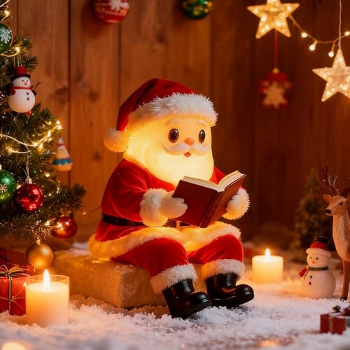Lámpara de Mesa Navidad Figura Santa Leyendo Libro 20cm miniatura 3